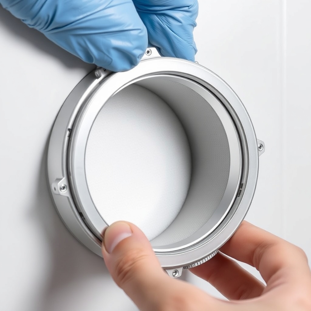 <photorealistic photo of Arçelik 3140 S membrane filter being inserted into the housing